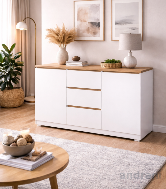 Comò 3 cassetti e 2 ante