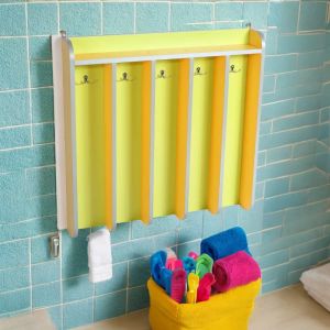 Attaccapanni per asciugamani con 5 scomparti e ripiano superiore
